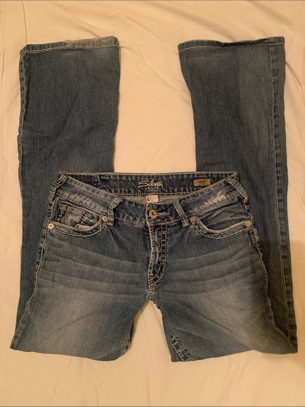 Silver Bootcut Low Rise Blue Jeans